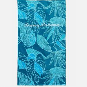 x2 Tommy Bahama Monstera Palm Teal Fronds Beach Towel Set Palm Leaves Tropical